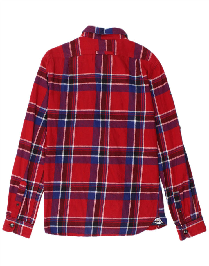 Superdry Herren-Flanellhemd, klein, rot kariert, Baumwolle