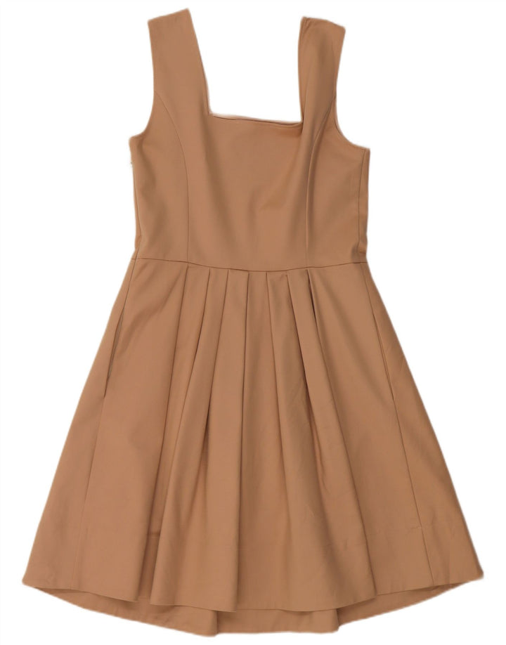 TRUSSARDI Damen ärmelloses A-Linien-Kleid IT 44 Mittelbeige Baumwolle