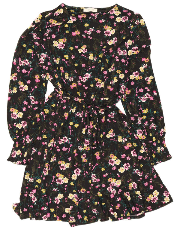 Oasis Womens Long Sleeve A-Line Dress UK 18 XL Black Floral Polyester