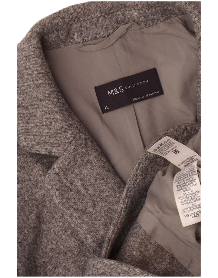 Marks & Spencer Damen-Blazerjacke mit 2 Knöpfen, UK 12, Mittelgrau, Polyester