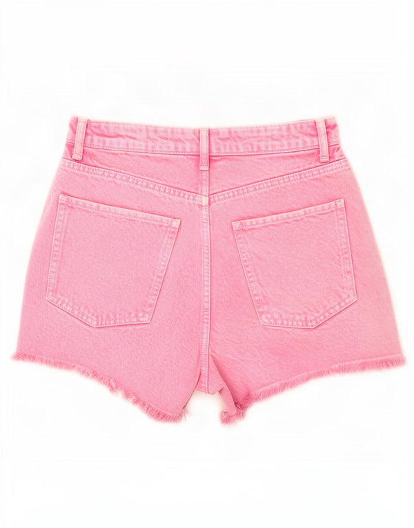 Zara Damen Jeansshorts mit hoher Taille, EU 34, 2XS, W24, rosa Baumwolle