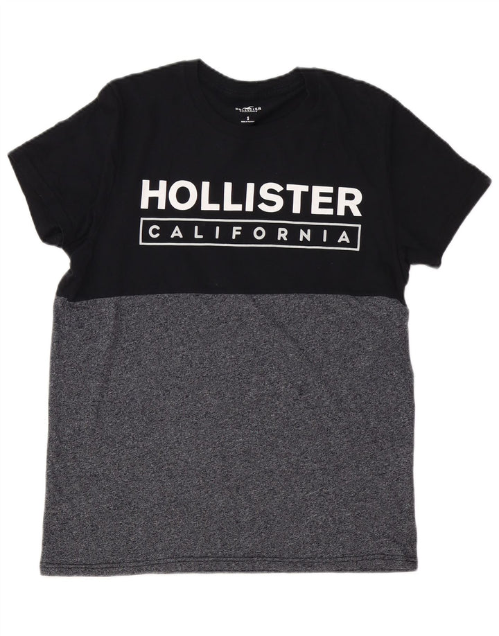 HOLLISTER Herren-T-Shirt mit Grafik, Größe S, Schwarz, Farbblockdesign