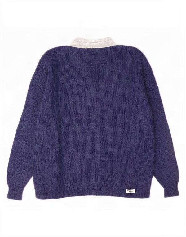Vintage Damen Rollkragenpullover IT 44 Medium Navy Blue