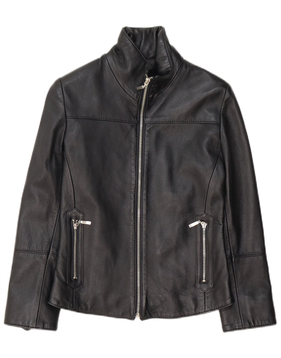 Vintage Damen Lederjacke UK 10 Kleines schwarzes Leder