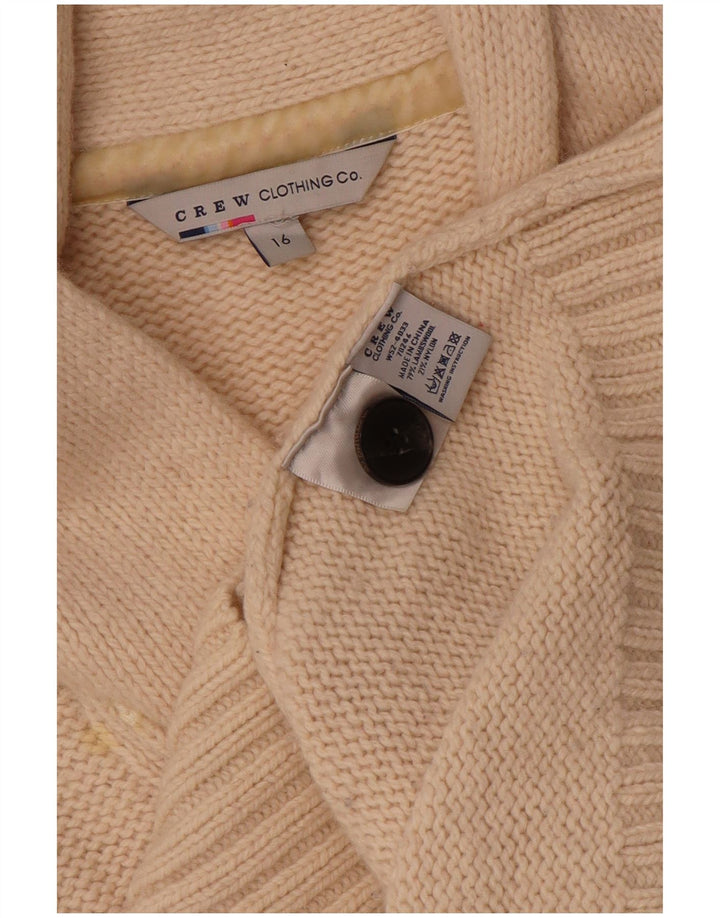 CREW CLOTHING Damen-Cardigan-Pullover UK 16 Large Beige Wolle