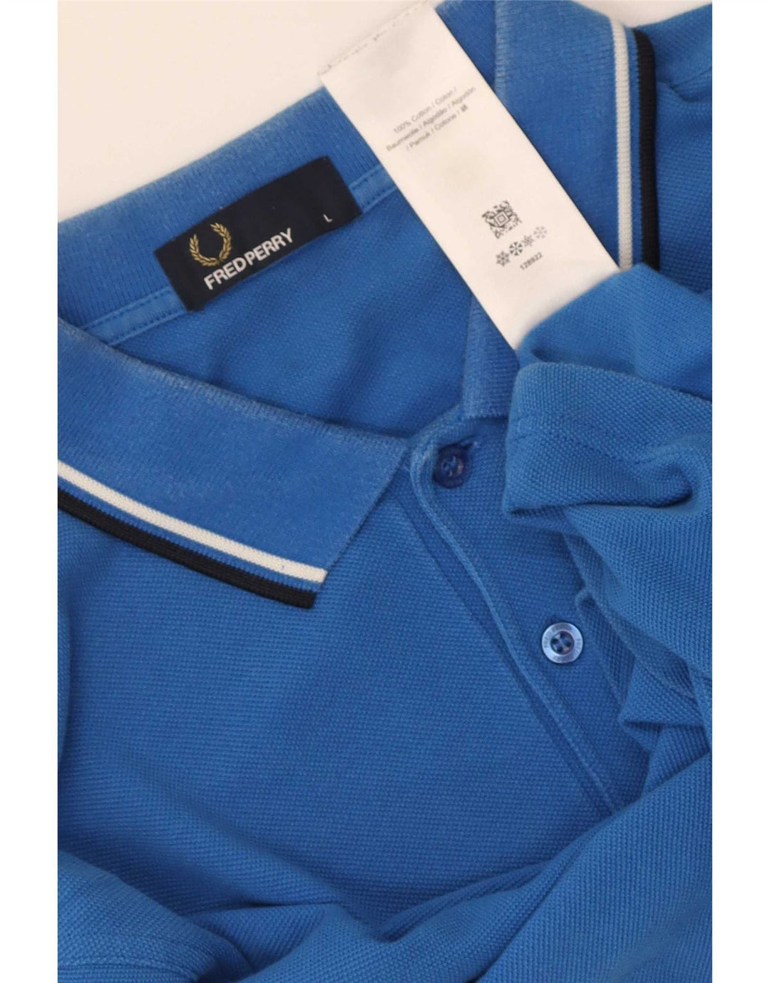 Fred Perry Herren-Poloshirt, groß, blau gestreift, Baumwolle