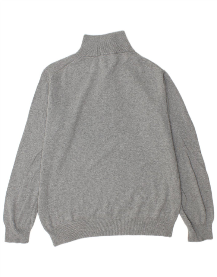 GANT Herren-Pullover mit Knopfkragen, groß, graue Baumwolle