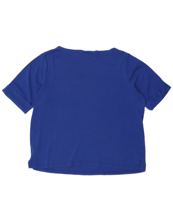 RALPH LAUREN Damen T-Shirt Top UK 22 3XL Blaue Baumwolle