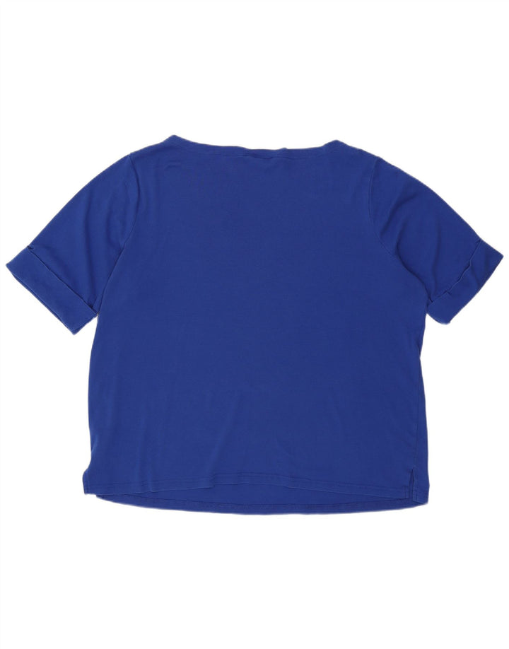 RALPH LAUREN Damen T-Shirt Top UK 22 3XL Blaue Baumwolle