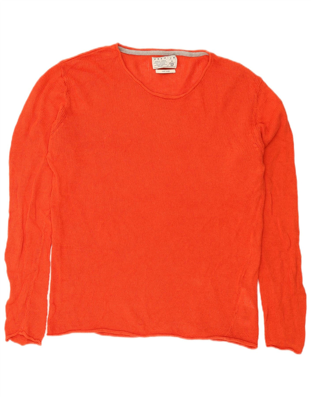 Jack & Jones Herren-Pullover mit Rundhalsausschnitt, groß, orangefarbenes Leinen