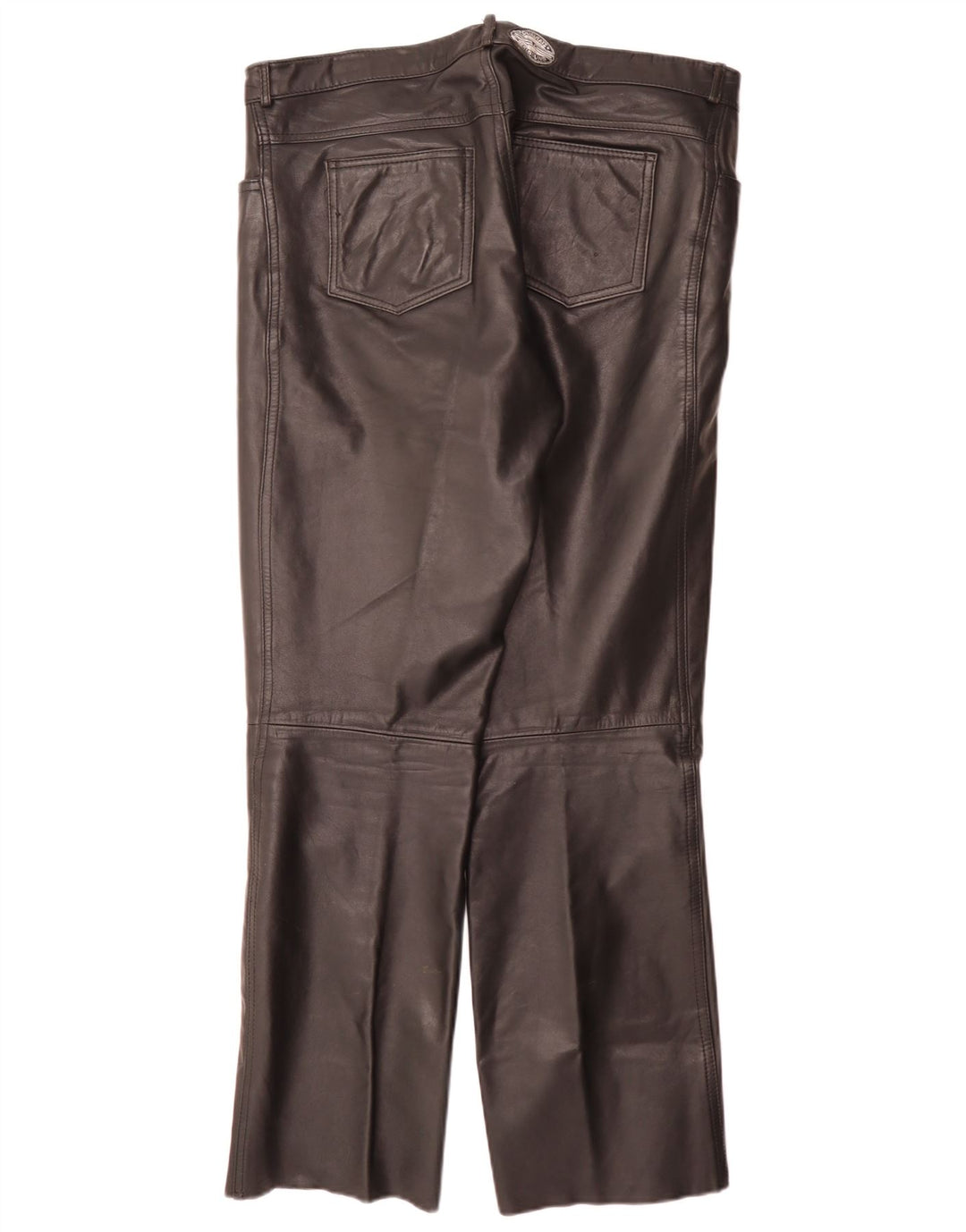 Vintage Herren gerade Lederhose W34 L32 Schwarz