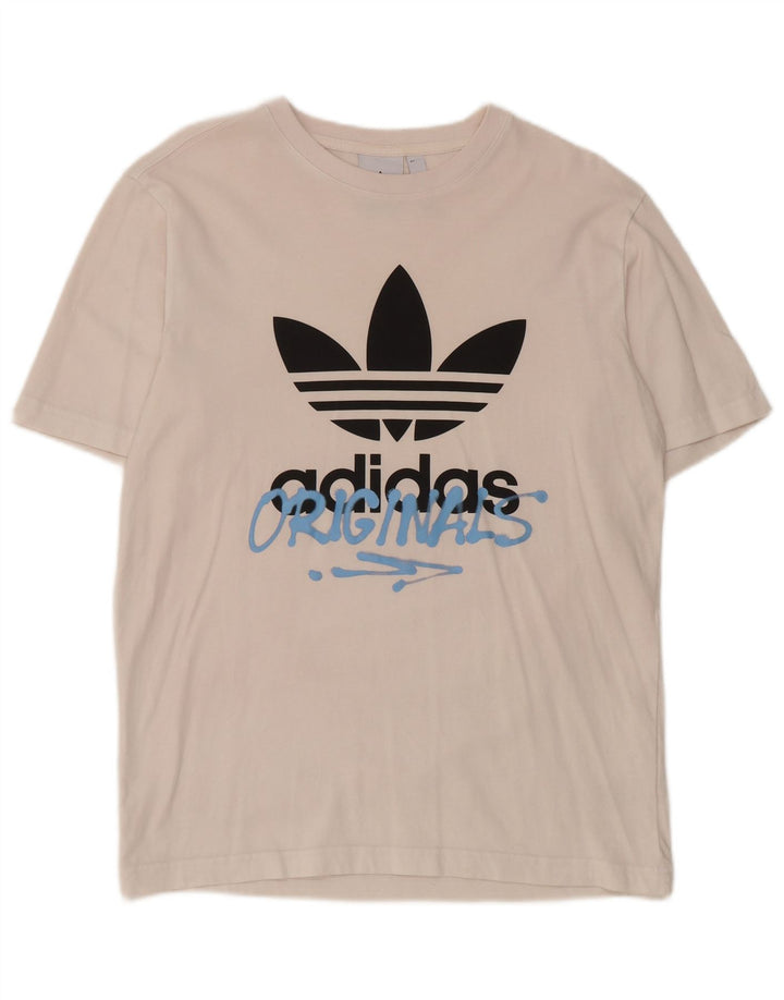 Adidas Herren Grafik T-Shirt Top Small Weiß Baumwolle