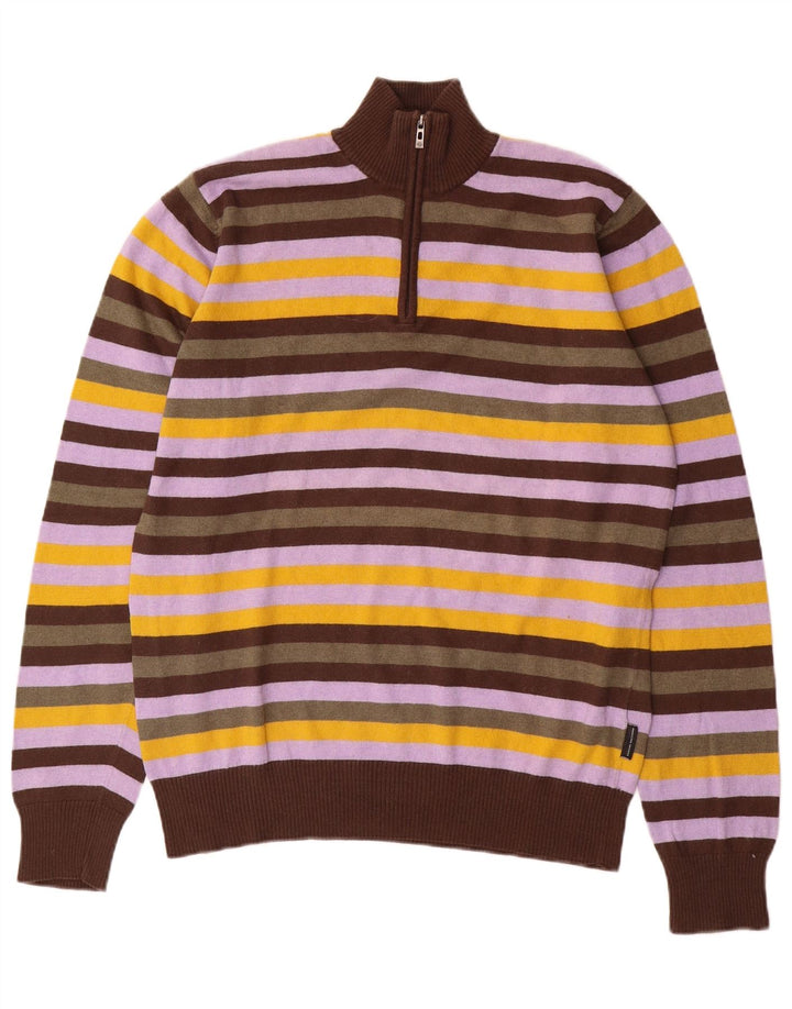 Sergio Tacchini Herren-Pullover mit Reißverschluss am Hals, groß, mehrfarbig gestreift