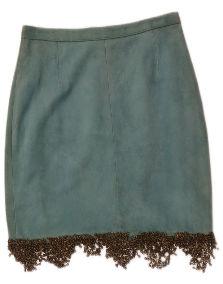 Vintage Damen Wildlederrock W26 Kleines blaues Leder