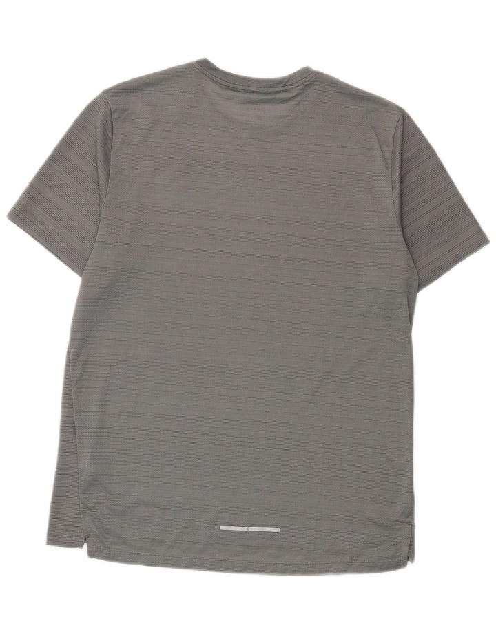 Nike Herren Dri Fit T-Shirt-Oberteil aus mittelgrauem Nadelstreifen-Polyester