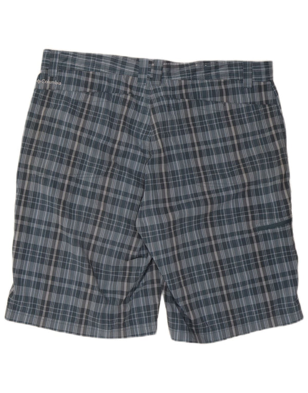 Columbia Herren Cargo-Shorts W40 XL Blau kariertes Polyester