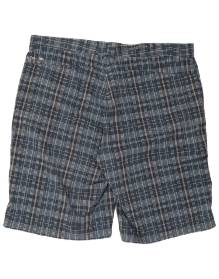 Columbia Herren Cargo-Shorts W40 XL Blau kariertes Polyester