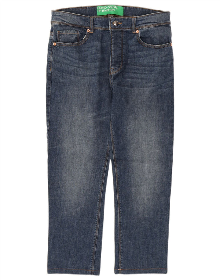 BENETTON Herren Straight Jeans W30 L23 Blaue Baumwolle
