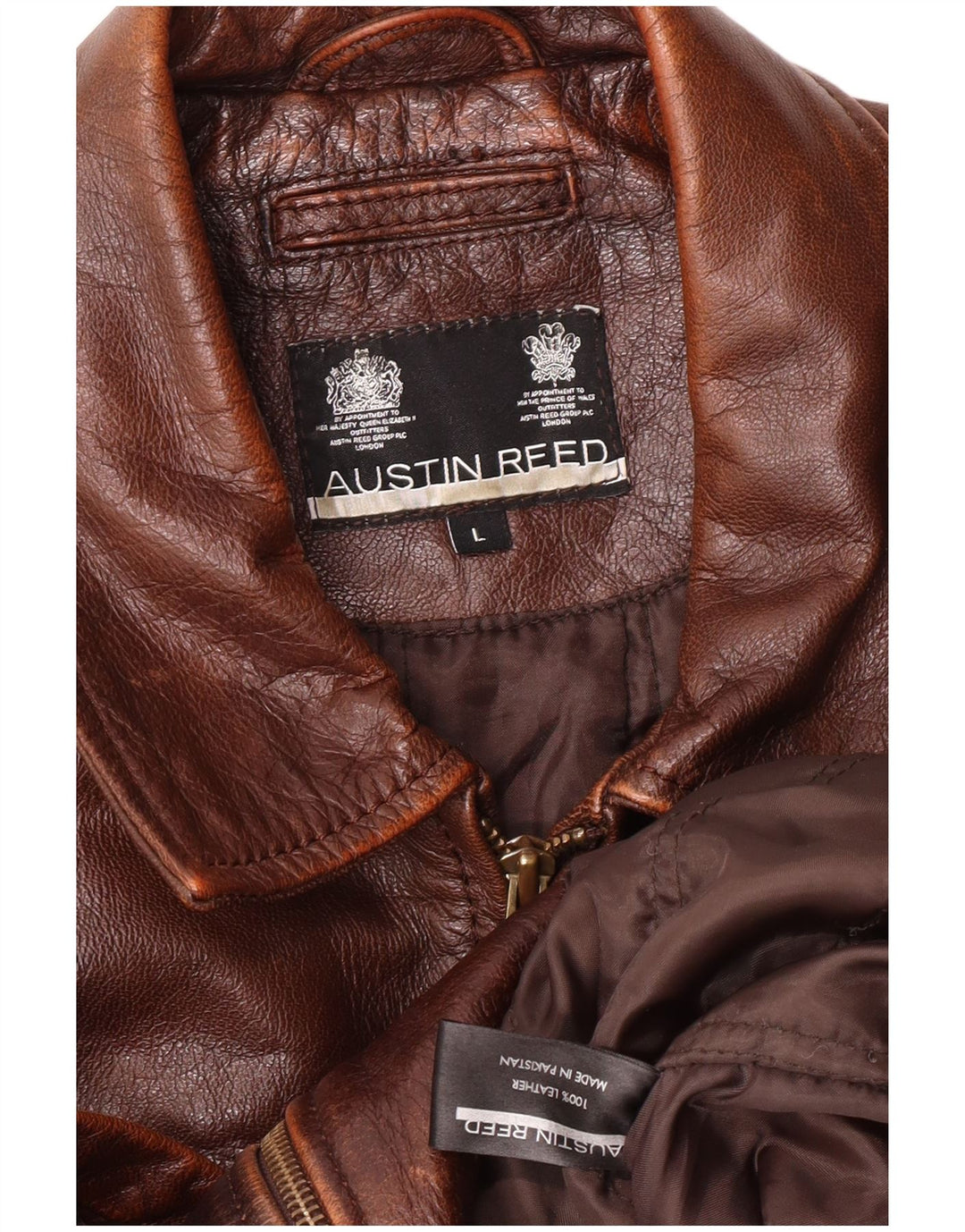 Austin Reed Herren Lederjacke UK 40 Großes braunes Leder