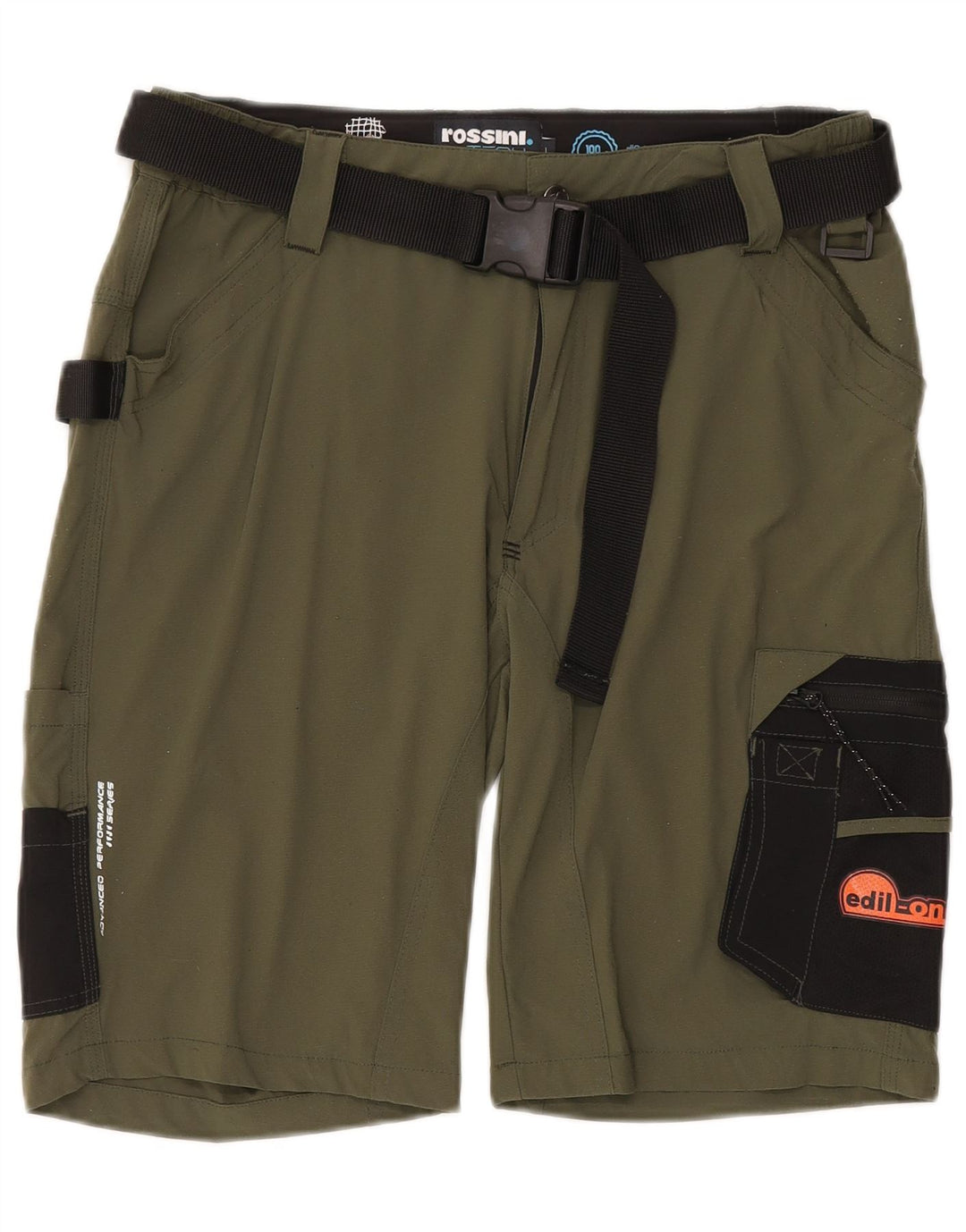 Vintage Herren Cargo-Shorts mit Grafik, Größe L, W34, Khaki, Farbblock