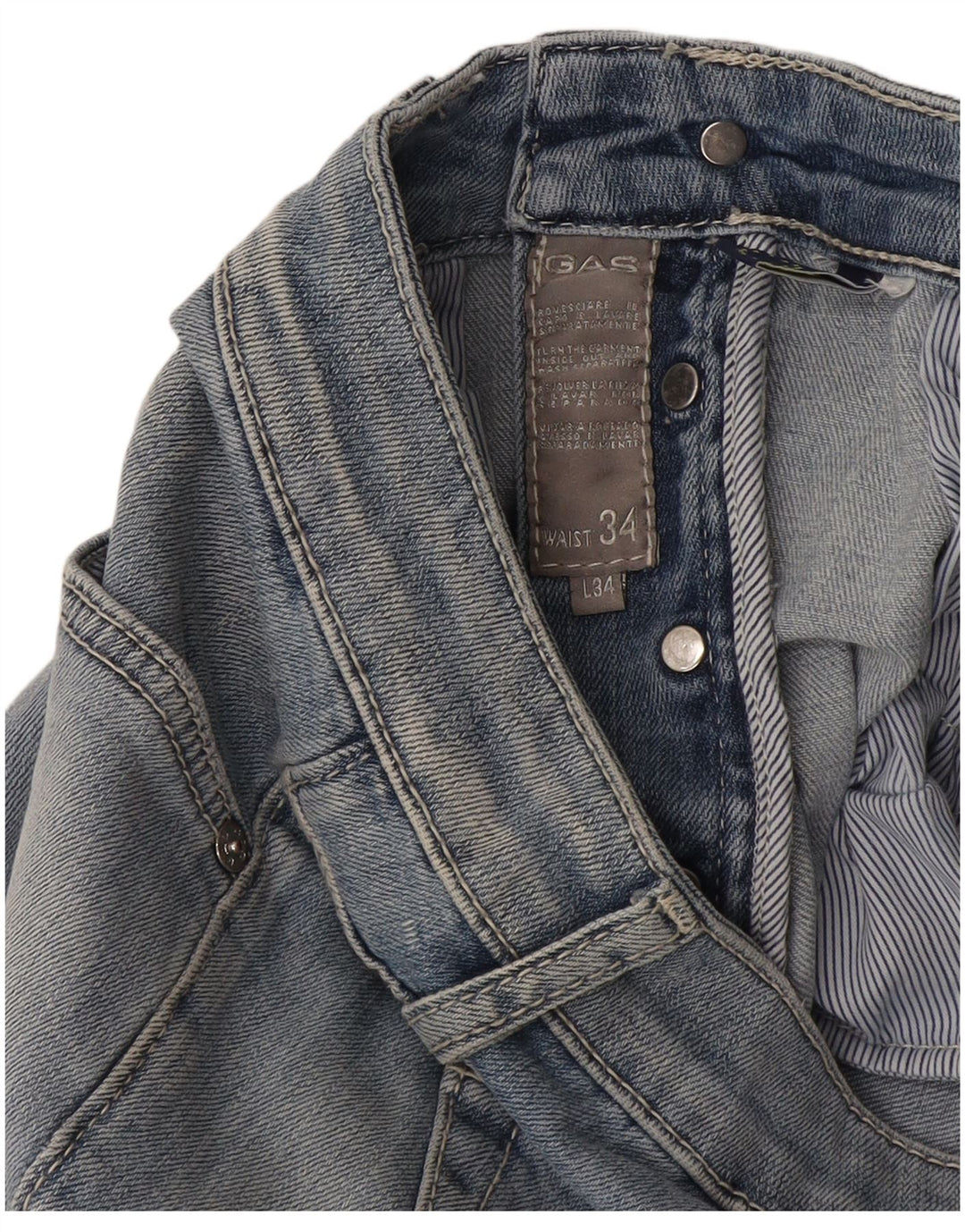 Gas Herren Slim Jeans W34 L34 Blau