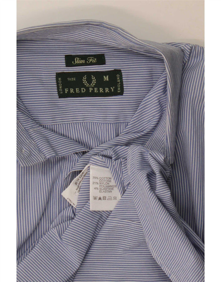 Fred Perry Herren-Slim-Fit-Hemd, mittelblau, gestreift, Baumwolle, klassisch