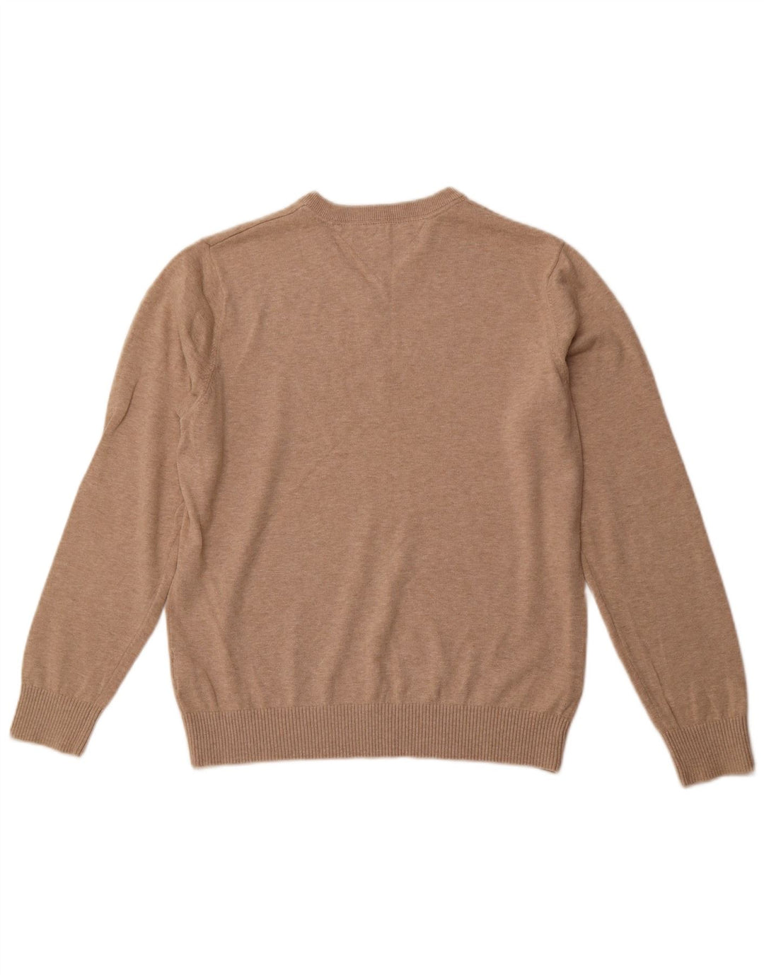 TOMMY HILFIGER Herren-Pullover mit V-Ausschnitt aus mittelbeiger Baumwolle