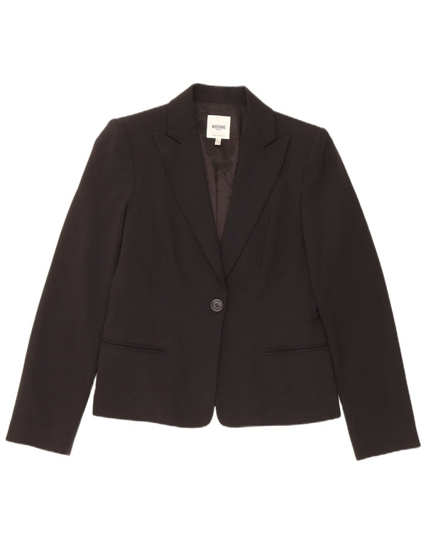 Moschino Damen 1-Knopf-Blazerjacke UK 14 Mittelschwarzes Polyester
