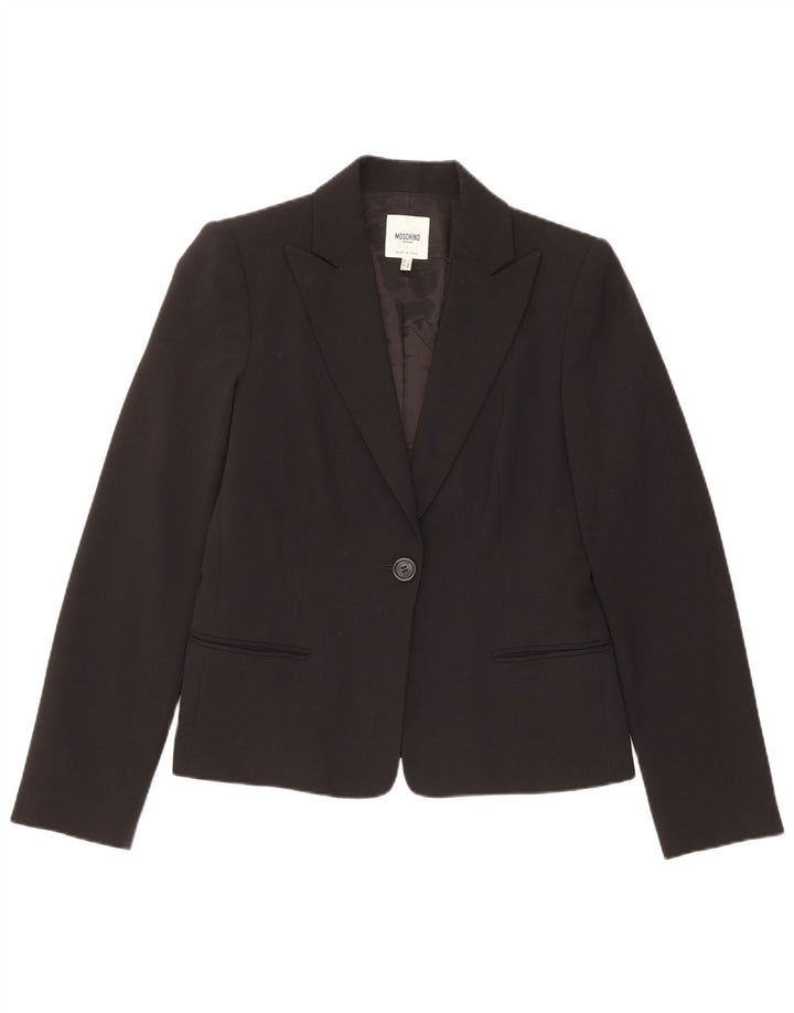 Moschino Damen 1-Knopf-Blazerjacke UK 14 Mittelschwarzes Polyester