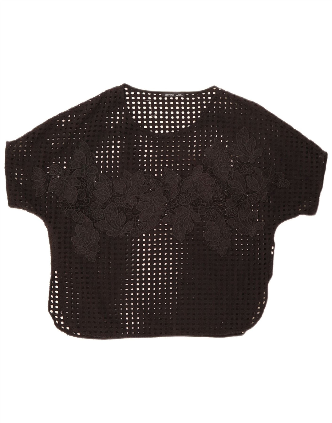 Durchsichtiges Blusenoberteil für Damen von Zara, Gr. 44, Mittelschwarz, geblümt