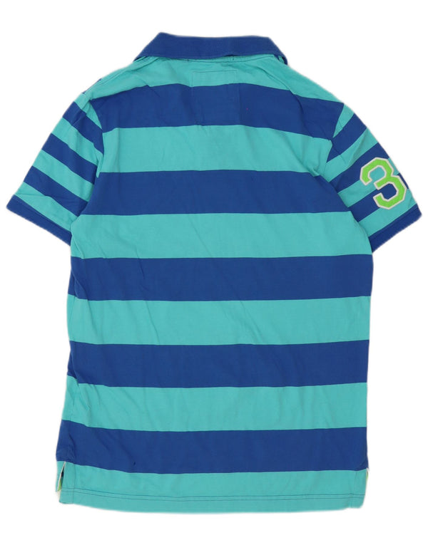 Superdry Herren Graphic Classic Fit Poloshirt XL Blau gestreift aus Baumwolle