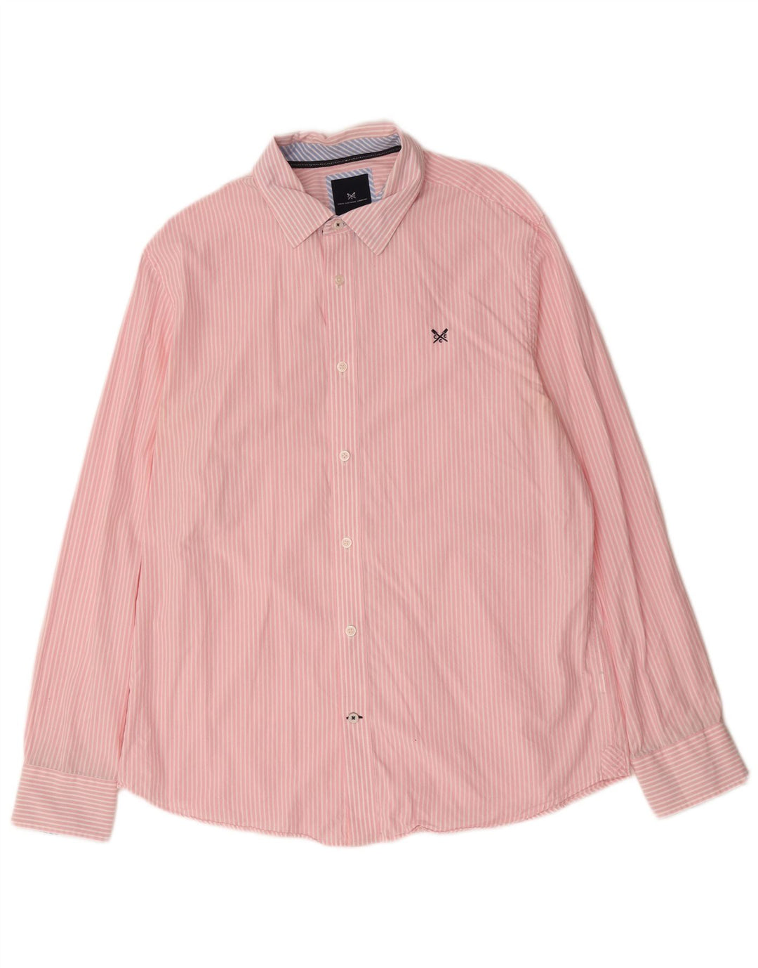 Crew Clothing Herrenhemd, groß, rosa Nadelstreifen