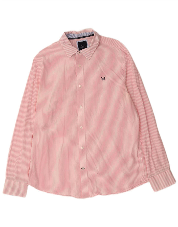 Crew Clothing Herrenhemd, groß, rosa Nadelstreifen