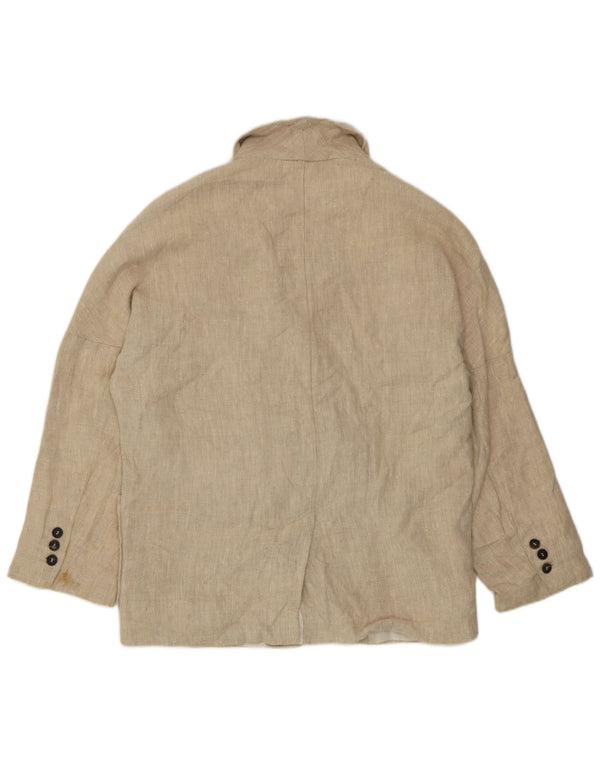 Zweireihiger Blazer für Damen von Zara, UK 14, mittelbeigeiges Leinen