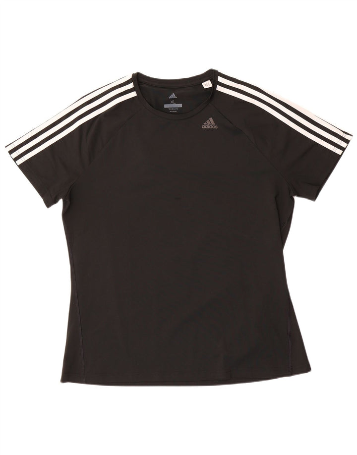 ADIDAS Damen Climalite T-Shirt Top UK 20/22 XL Schwarz Polyester