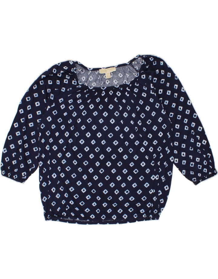 MICHAEL KORS Womens Crop Blouse Top UK 14 Medium Navy Blue Argyle/Diamond Vintage Michael Kors and Second-Hand Michael Kors from Messina Hembry 
