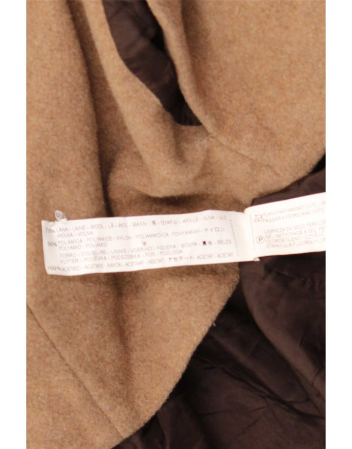 Zara Damen Pea Coat UK 14 Große braune Wolle