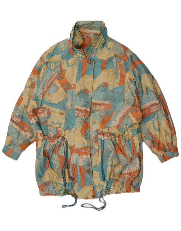 Vintage Damen-Windbreaker-Mantel mit abstraktem Muster, EU 46, XL, mehrfarbig