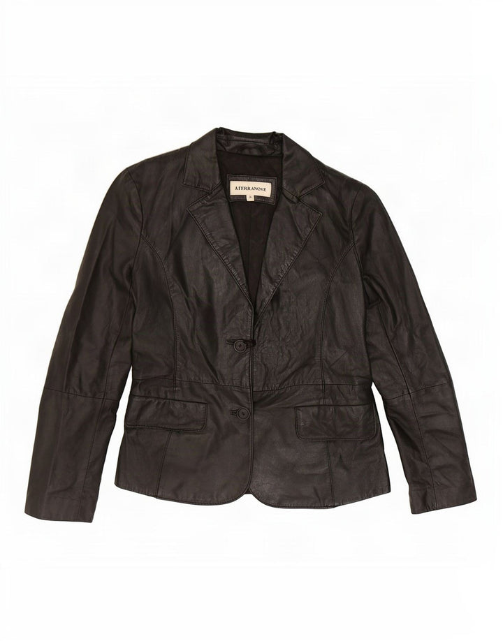 Terranova Damen-Blazerjacke aus Leder mit 2 Knöpfen, Gr. 10, Schwarz