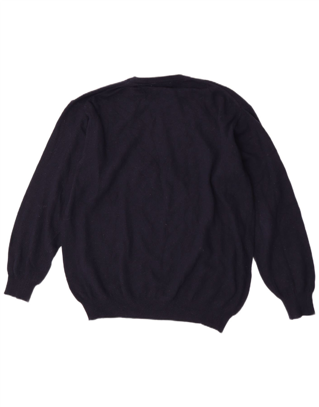 Zara Herren-Pullover mit Rundhalsausschnitt, XL, marineblaue Wolle