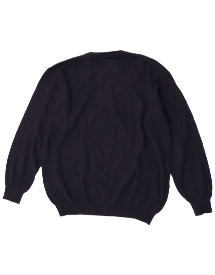 Zara Herren-Pullover mit Rundhalsausschnitt, XL, marineblaue Wolle
