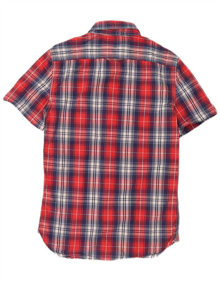 Superdry Herren-Kurzarmhemd, klein, rot kariert, Baumwolle