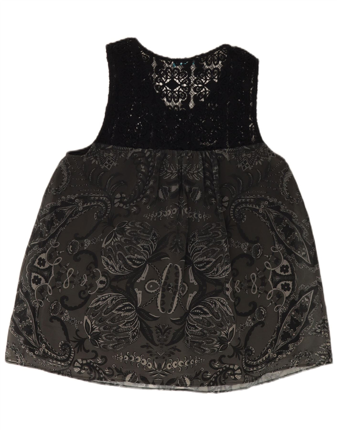 DESIGUAL Damen ärmelloses grafisches Blusenoberteil UK 18 XL Grau Paisley