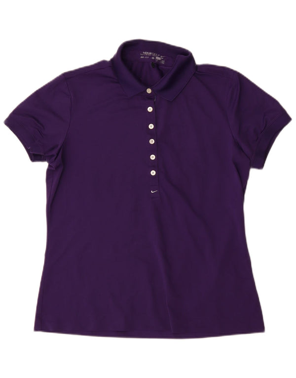Nike Womens Dri Fit Polo Shirt UK 12/14 Medium Purple Polyester