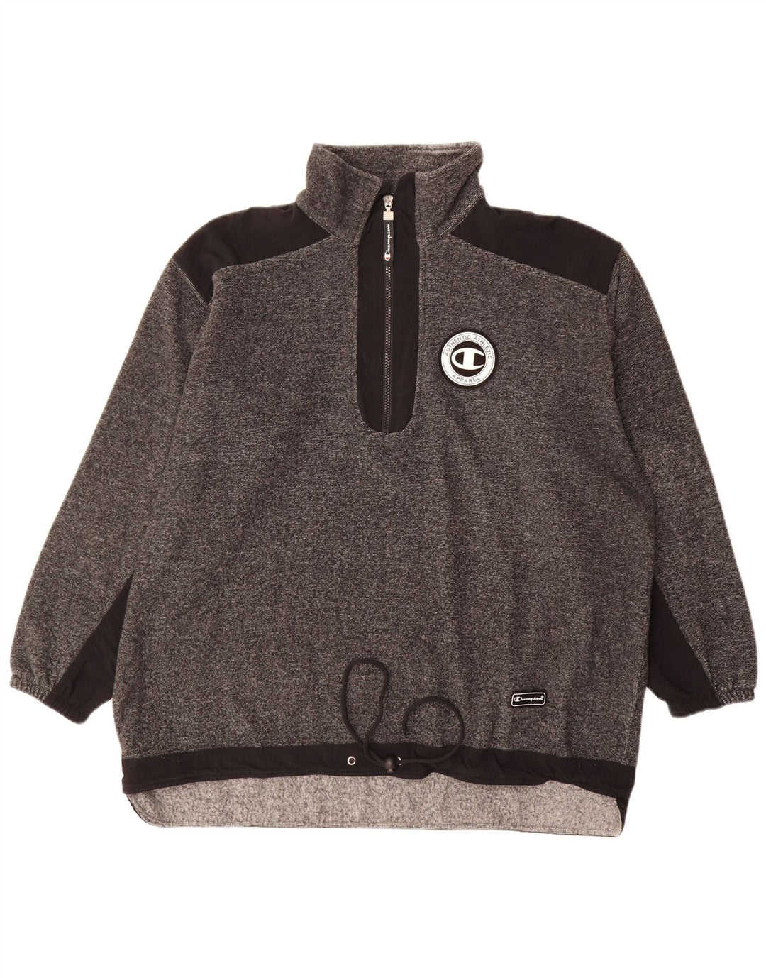 Champion Herren-Sweatshirt mit Reißverschluss am Hals, großes, grau meliertes Polyester