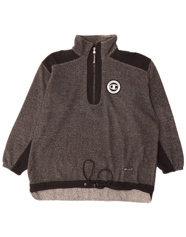 Champion Herren-Sweatshirt mit Reißverschluss am Hals, großes, grau meliertes Polyester