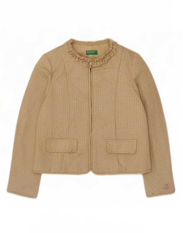 Benetton Mädchen-Blazerjacke, 10–11 Jahre, XL, Beige, Acryl