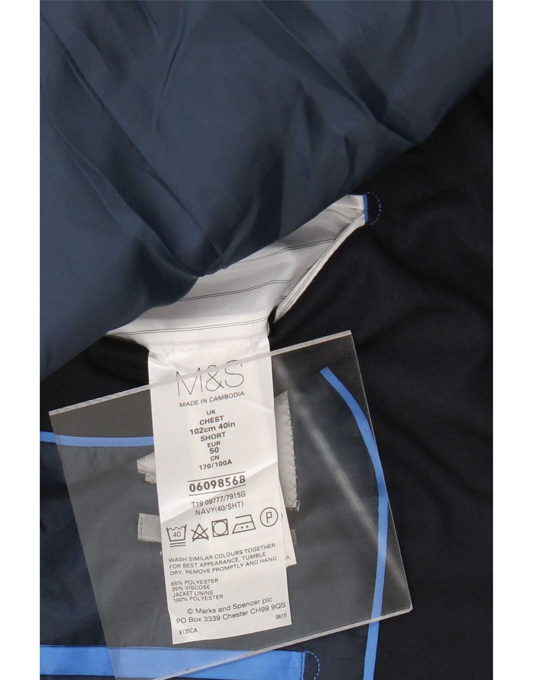 Marks & Spencer Herren-Blazer mit 2 Knöpfen, Größe UK 40, mittleres Marineblau