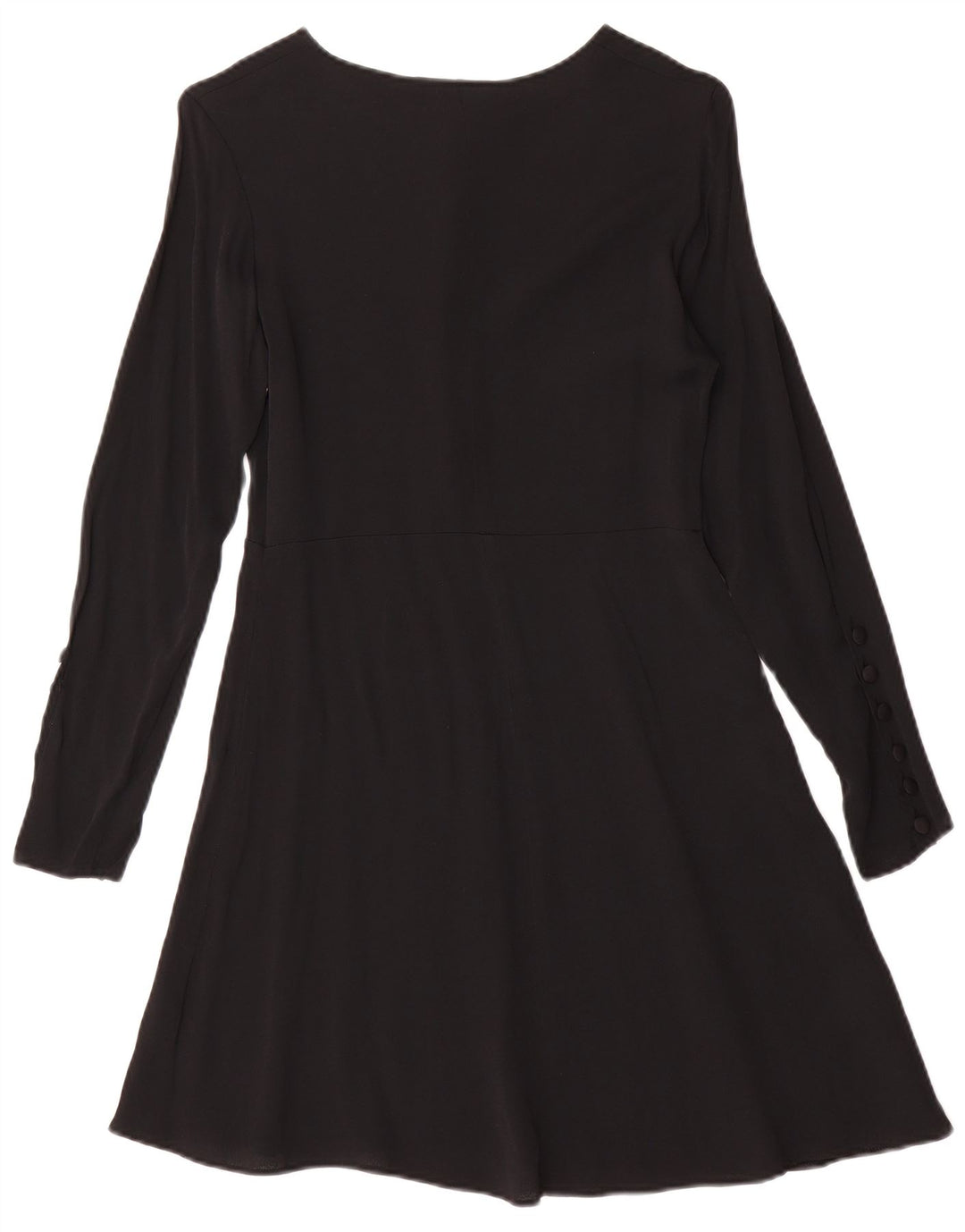 Cacharel Damen Langarm-A-Linien-Kleid EU 36 Small Schwarz Viskose