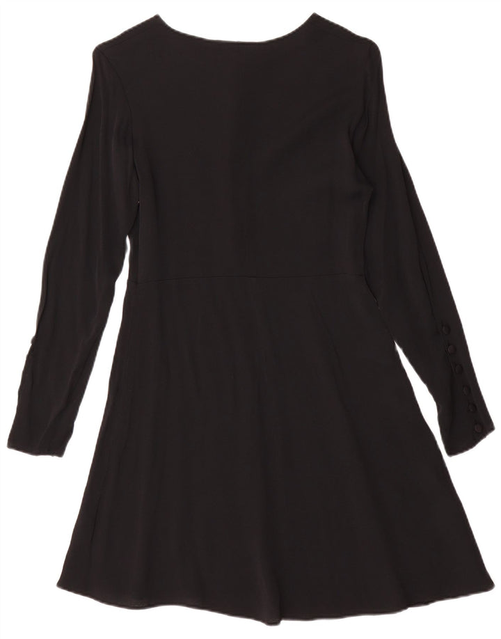 Cacharel Damen Langarm-A-Linien-Kleid EU 36 Small Schwarz Viskose